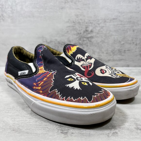 Vans Kiss Rock and Roll Over Slip on Sneakers - Men's Size 8 / Women's 9.5 - Picture 3 of 10